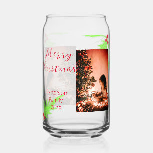 Verre Canette Merry Bright Christmas ajouter nom de famille bien