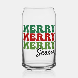 Verre Canette Merry Merry Merry Saison - Retro Holiday Art