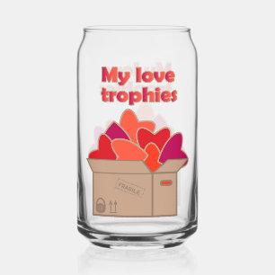 Verre Canette Mes trophées d'amour dans une boîte pleine de coeu