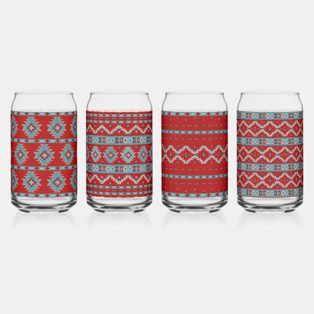 Verre Canette Mesas Sud-Ouest Turquoise Ensemble géométrique Ass (Recto)