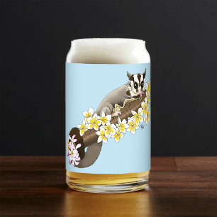 Verre Canette Mignon Sugar Glider Fleurs Tropicales de Plumeria