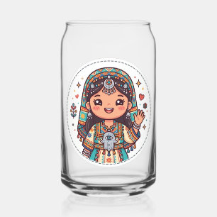 Verre Canette Mignonne femme marocaine amazighe Kawaii avec Sti