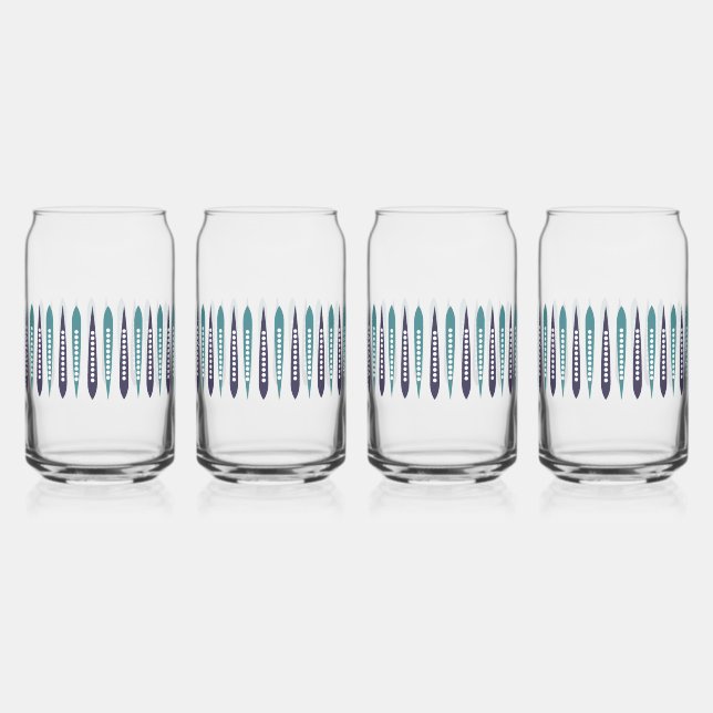 Verre Canette Minimal bleu rétro inspiré (Recto)