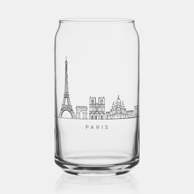 Verre Canette Minimalist Paris Skyline Line Art (Verso)