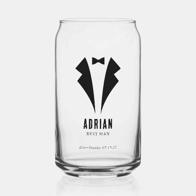 Verre Canette Minimalistic Wedding Best Man Name Black (Recto)