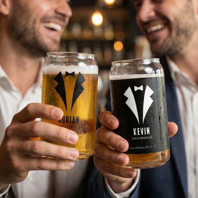 Verre Canette Minimalistic Wedding Best Man Name White (Créateur téléchargé)