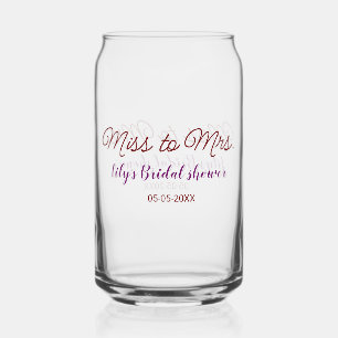 Verre Canette Mlle à Mme douche nuptiale ajouter nom date année