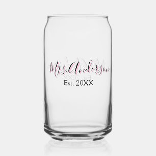 Verre Canette Mme ajouter nom nom de famille noir rose est année