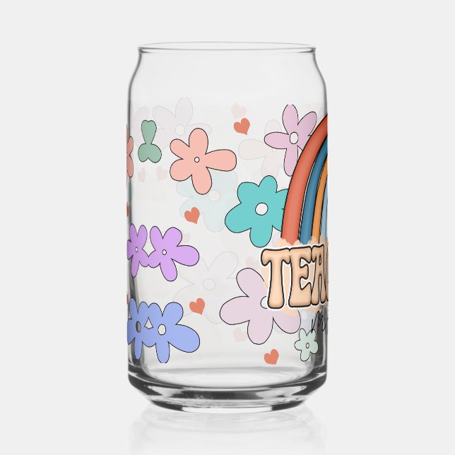 Verre Canette Mode Retro Rainbow Teacher (Recto)