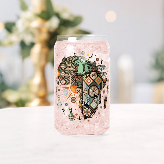 Verre Canette Modèle d'éléments tribaux décoratifs de carte d'Af (Insitu (Mariage))
