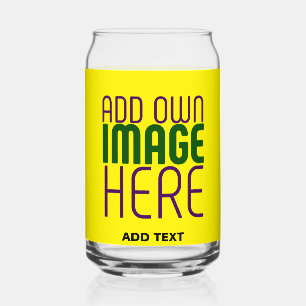 VERRE CANETTE MODÈLE TEXTE D'IMAGE JAUNE LUMINEUSE MODERNE
