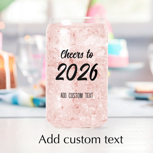 Verre Canette Modern Custom Festive Cheers 2026 New Years Party (Customize the modern script on this New Years glass can.
)