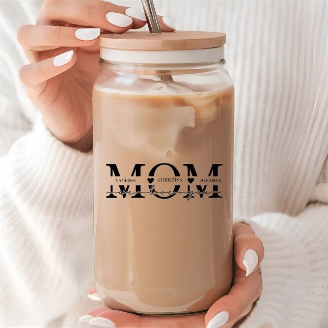 Verre Canette Modern Mom Kids Names Mother's Day (Créateur téléchargé)