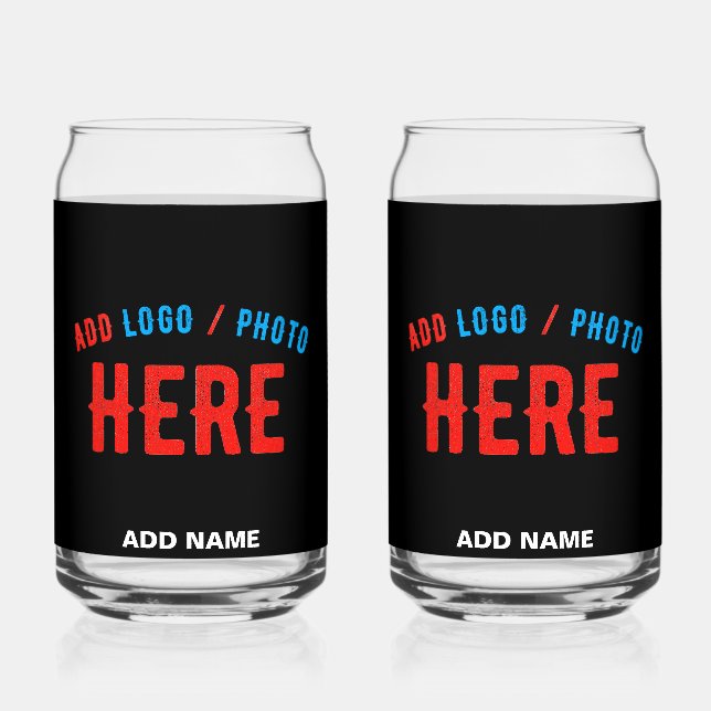 VERRE CANETTE MODERNE ET MODERNE PERSONNALISABLE NOIR VÉRIFIÉ (Recto)