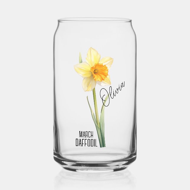 Verre Canette Mois des fleurs de naissance Mois de mars Daffodiq (Recto)
