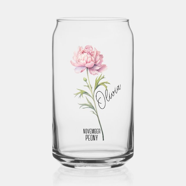 Verre Canette Mois des fleurs de naissance Novembre Nom de la pi (Recto)