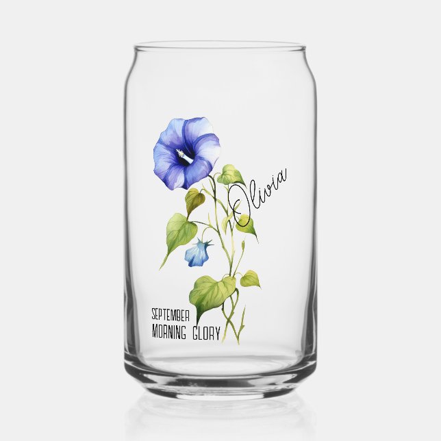 Verre Canette Mois des fleurs de naissance Septembre Matin Nom d (Recto)