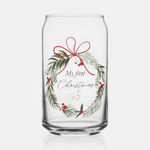Verre Canette Mon premier Noël avec la couronne de Noël