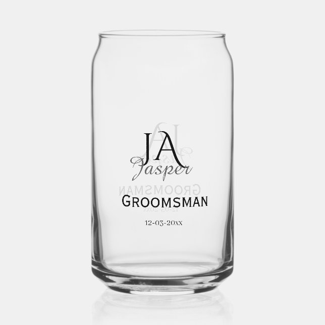 Verre Canette Monogram personalized groomsman best man name date (Recto)