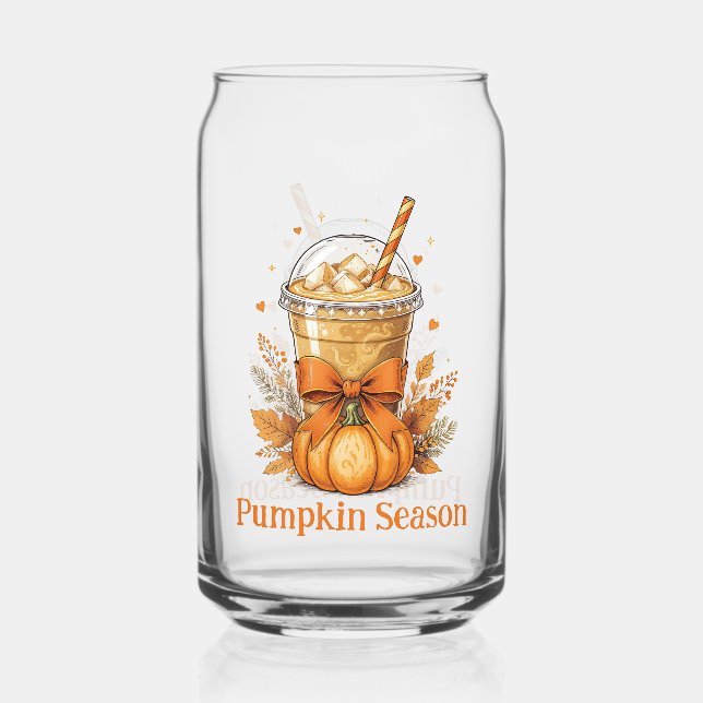 Verre Canette Monogramme Automne Automne Citrouille Iced Coffee  (Recto)