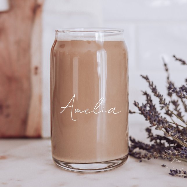 Verre Canette Monogramme blanc chic (Créateur téléchargé)