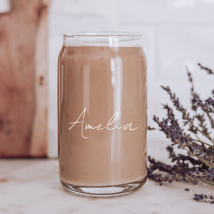 Verre Canette Monogramme blanc chic