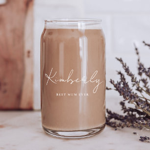 Verre Canette Monogramme blanc de la meilleure mère jamais