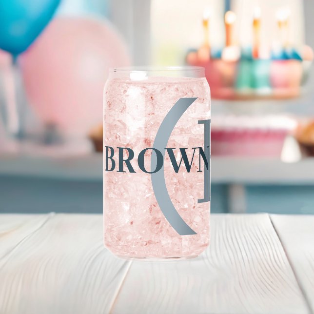 Verre Canette Monogramme bleu foncé Nom (Insitu (Baby Shower))