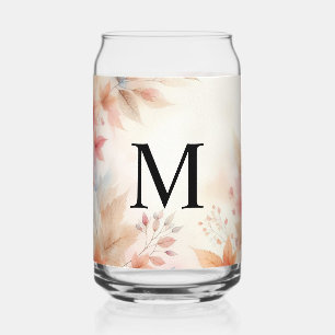 Verre Canette Monogramme Colorful Fall laisse pastels aquarelles
