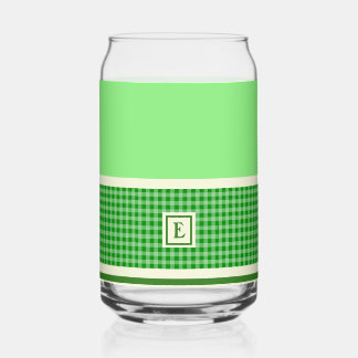 Verre Canette Monogramme de chèque vert