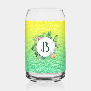 Verre Canette Monogramme de couronne de faune tropicale et d'éca