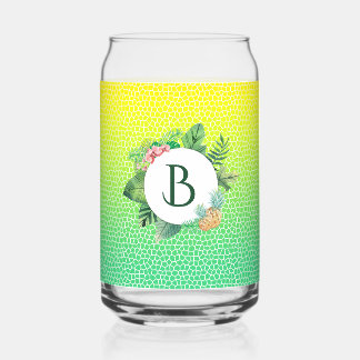 Verre Canette Monogramme de couronne de faune tropicale et d'éca