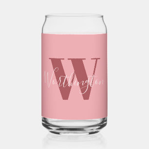 Verre Canette Monogramme de fille et nom rose roux