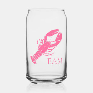 Verre Canette Monogramme de homard rose de Preppy