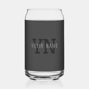 Verre Canette Monogramme de nom (ou autre texte) gris foncé mode