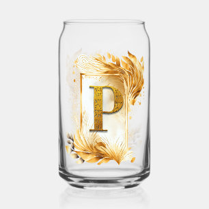 Verre Canette Monogramme Décoratif Doré P