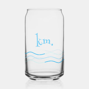 Verre Canette Monogramme des vagues bleues