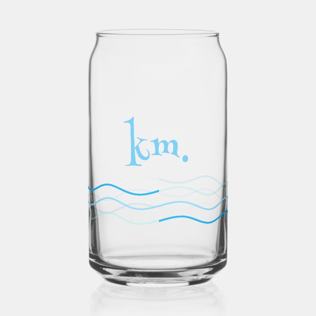 Verre Canette Monogramme des vagues bleues (Gauche)