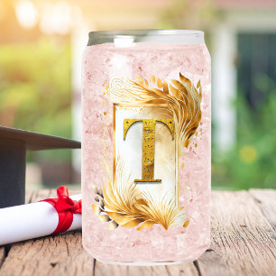 Verre Canette Monogramme Doré T Avec Cadre Décoratif