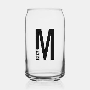 Verre Canette Monogramme et nom personnalisés modernes