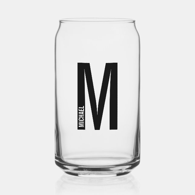 Verre Canette Monogramme et nom personnalisés modernes (Recto)