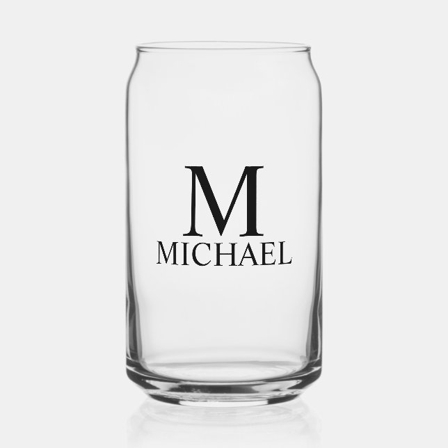 Verre Canette Monogramme et nom personnalisés modernes (Recto)