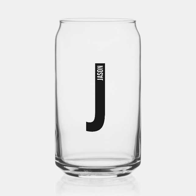 Verre Canette Monogramme et nom personnalisés modernes (Recto)