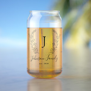 Verre Canette Monogramme et nom script élégant personnalisé