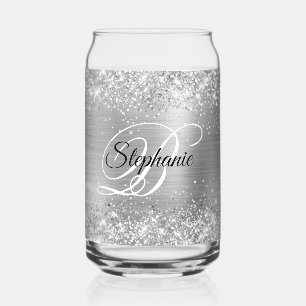 Verre Canette Monogramme fantaisie Parties scintillant argent