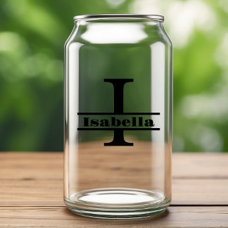 Verre Canette Monogramme I minimaliste et nom personnalisé