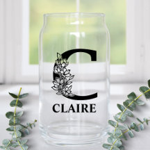 Monogramme lettre C florale et nom personnalisé