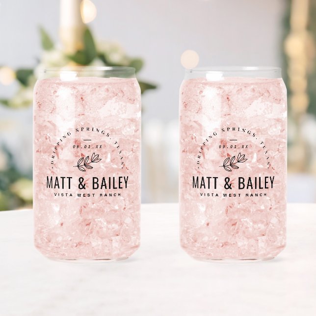 Verre Canette Monogramme Mariage de fleurs modernes (Insitu (Mariage))