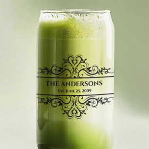 Verre Canette Monogramme Nom de famille Date d'organisation