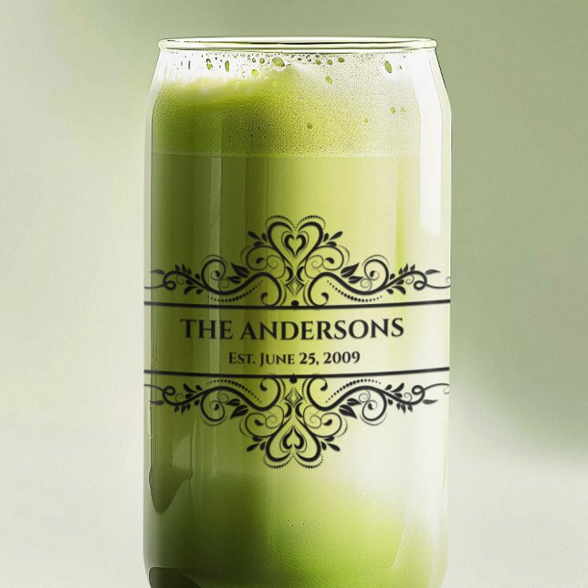 Verre Canette Monogramme Nom de famille Date d'organisation (Créateur téléchargé)